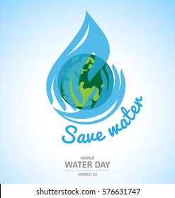 Water drop in hand logo design with earth for World Water Day