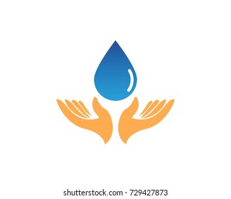 water drop in hand logo design template
