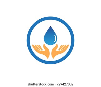 water drop in hand logo design template