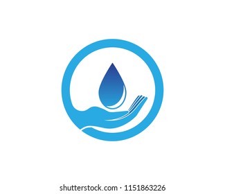 Water drop in hand logo vector template