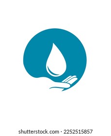 water drop to the hand, logo vector