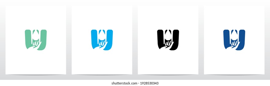 Water Drop And Hand On Letter Logo Design W