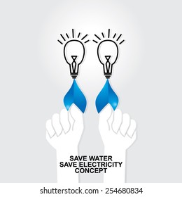 water drop in hand save water for energy efficiency 