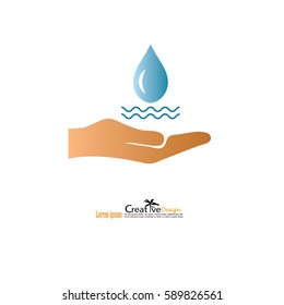 water drop in hand.eco sign.vector illustration.