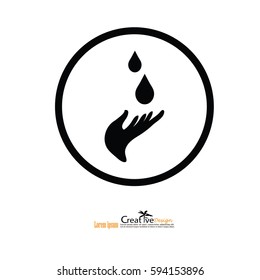 water drop in hand.eco sign.vector illustration.