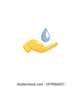 Water drop in hand vector, icon on a white background