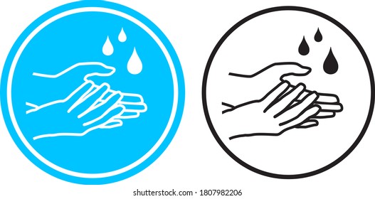 El agua cae en la imagen vectorial de la mano. Icono de prueba dermatológica. Prueba de dermatología del círculo y pegatina clínica del dermatólogo.
