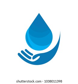 Water drop and Hand vector for logo, icon, web, etc