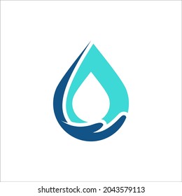 Water drop and Hand vector for logo, icon, web, etc