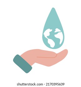 La gota de agua y el vector de mano para el logotipo, icono, web, etc.