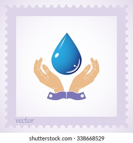 Water drop and hands, Icon