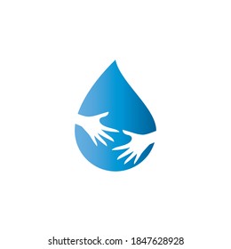 Water drop and hands logo image illustration design