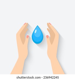 water drop in hands symbol - vector illustration. eps 10