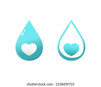 Water drop heart icon. Vector illustration