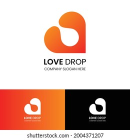 Water Drop Heart Logo For Personal, Business And Branding