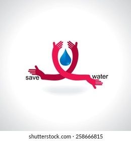 water drop holding by hand save water idea 