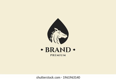 Water Drop Horse Logo Vector Design Template suitable for oil, farm, and other industry brand