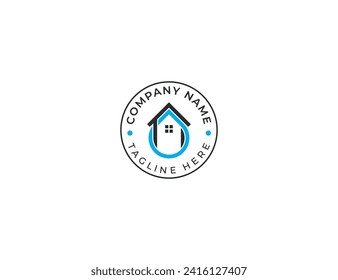 Water drop with House Home Logo Design vector