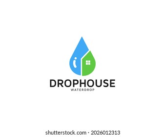 Water drop and house logo design