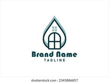 Water Drop and House logo design concept