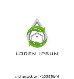 WATER DROP WITH HOUSE LOGO TEMPLATE