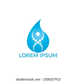 Water drop and human DNA molecules logo design. Abstract Human DNA molecular structures logo template.