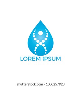 Water drop and human DNA molecules logo design. Abstract Human DNA molecular structures logo template.