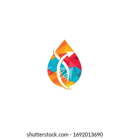 Diseño del logo de la gota de agua y moléculas de ADN humano. Resumen Plantilla del logotipo de estructuras moleculares de ADN humano.