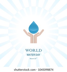Water drop with human hand icon vector logo design template.World Water Day icon.World Water Day idea campaign for greeting card and poster.Vector illustration
