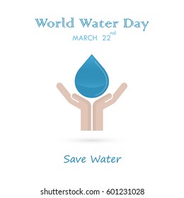 Water drop with human hand icon vector logo design template.World Water Day icon.World Water Day idea campaign for greeting card and poster.Vector illustration