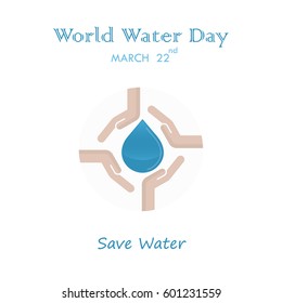 Water drop with human hand icon vector logo design template.World Water Day icon.World Water Day idea campaign for greeting card and poster.Vector illustration