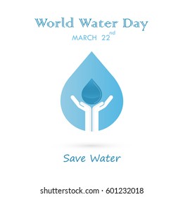 Water drop with human hand icon vector logo design template.World Water Day icon.World Water Day idea campaign for greeting card and poster.Vector illustration