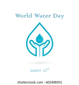 Water drop with human hand icon vector logo design template.Vector illustration