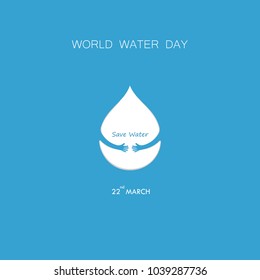 Water drop with human hand vector logo design template.World Water Day icon.World Water Day idea campaign for greeting card and poster.Vector illustration
