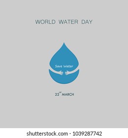 Water drop with human hand vector logo design template.World Water Day icon.World Water Day idea campaign for greeting card and poster.Vector illustration
