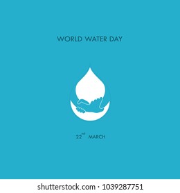 Water drop with human hand vector logo design template.World Water Day icon.World Water Day idea campaign for greeting card and poster.Vector illustration
