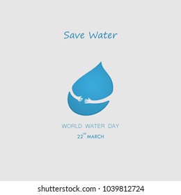 Water drop with human hand vector logo design template.World Water Day icon.World Water Day idea campaign for greeting card and poster.Vector illustration

