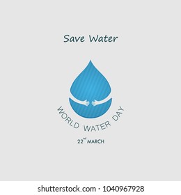 Water drop with human hand vector logo design template.World Water Day icon.World Water Day idea campaign for greeting card and poster.Vector illustration
