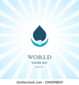 Water drop with human hand vector logo design template.World Water Day icon.World Water Day idea campaign for greeting card and poster.Vector illustration