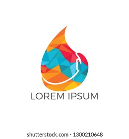 Water drop with human hand vector logo design. Save water symbol. World Water Day icon.World Water Day idea campaign for greeting card and poster.