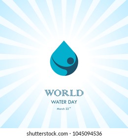 Water drop with human icon vector logo design template.World Water Day icon.World Water Day idea campaign for greeting card and poster.Vector illustration