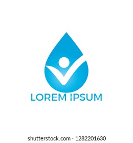 Water drop with human icon vector logo design. World Water Day logo concept template..