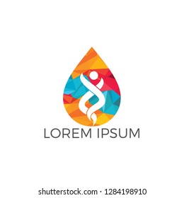 Water drop with human icon vector logo design. World Water Day logo concept template..
