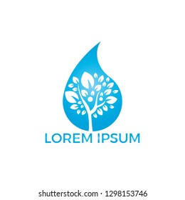 Water drop with human tree icon vector logo design.