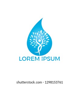Water drop with human tree icon vector logo design.