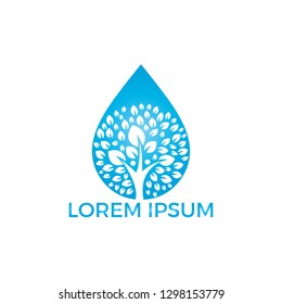 Water drop with human tree icon vector logo design.