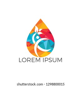 Water drop with human tree icon vector logo design.