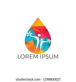 Water drop with human tree icon vector logo design.