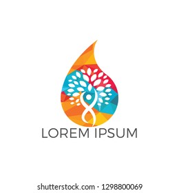 Water drop with human tree icon vector logo design.