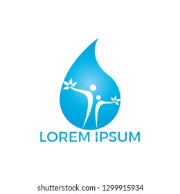 Water drop with human tree icon vector logo design.